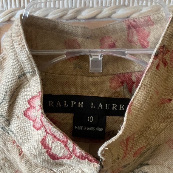 Vintag Ralph Lauren Chinese Rose Print Linen Mandarin Jacket  EUC - Picture 4 of 14